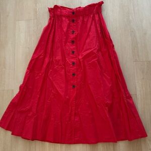 Everlane Red A-Line Button-Front Skirt